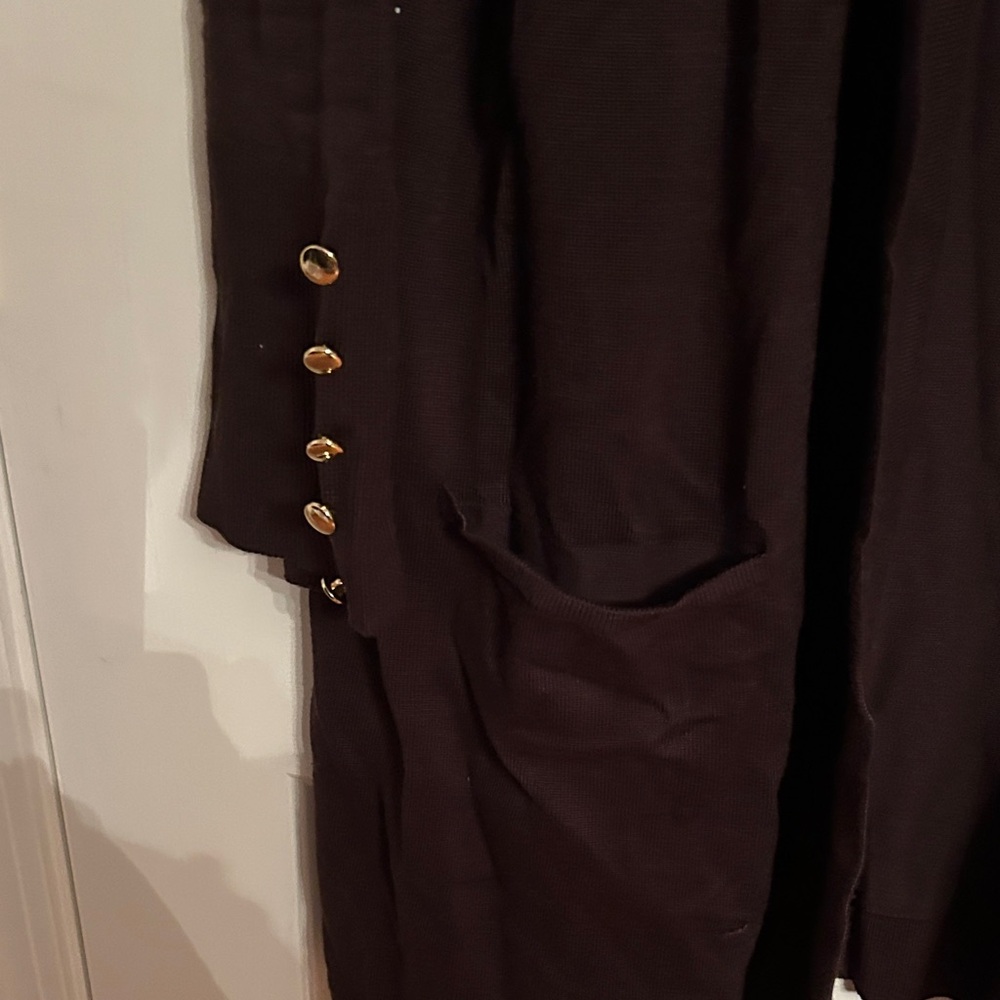 JM Collection Dark Brown Women's Cardigan - Picture 3 of 4